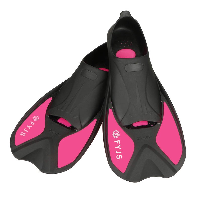 F FYJS Short Swim Fins, Travel Size Diving Flippers with Mesh Carrying Bag for Adult Men Women - Image 1